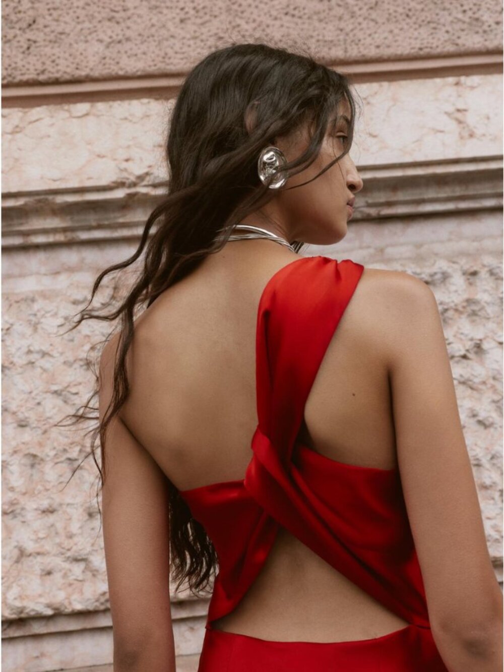 Zara Red Twist-Back Midi Dress
